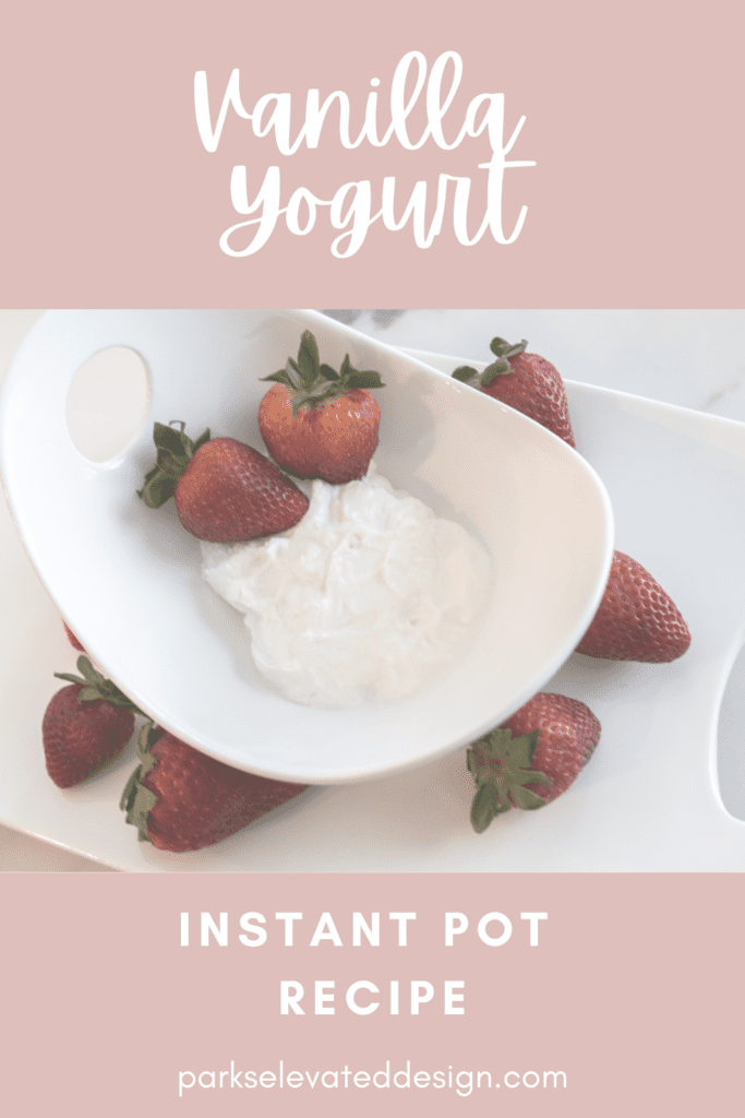 Pinterest pin vanilla yogurt with strawberries